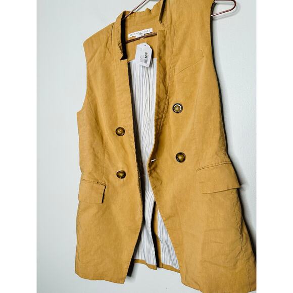 VERONICA BEARD Camel Tan Amika Vest Linen Blend Double Breasted Vest Size 10 - Picture 12 of 16